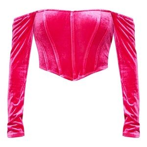 Shape Hot pink  velvet bardot long sleeve corset